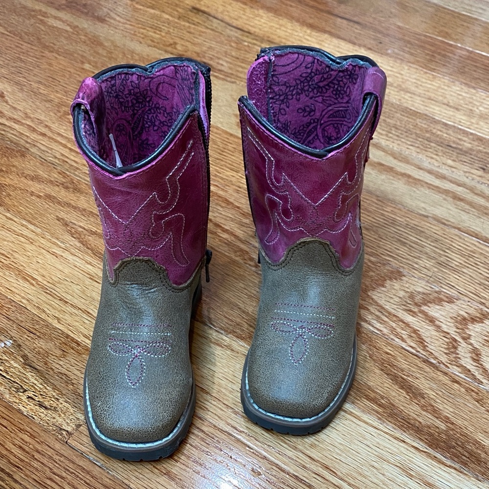 Shyanne Kids Boots - Brown and Pink